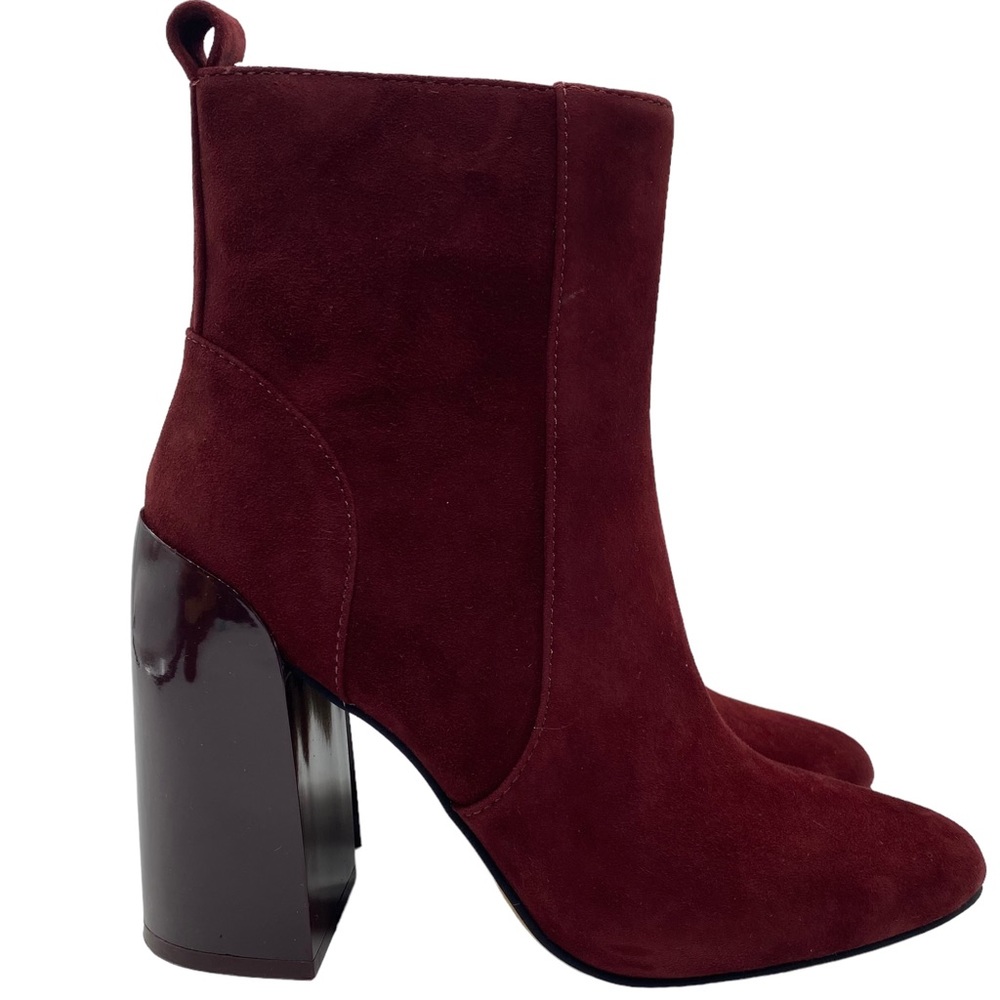 Vince Camuto Women's Boot Everna Heeled Burgundy Red Suede Leather Holiday - Picture 2 of 10